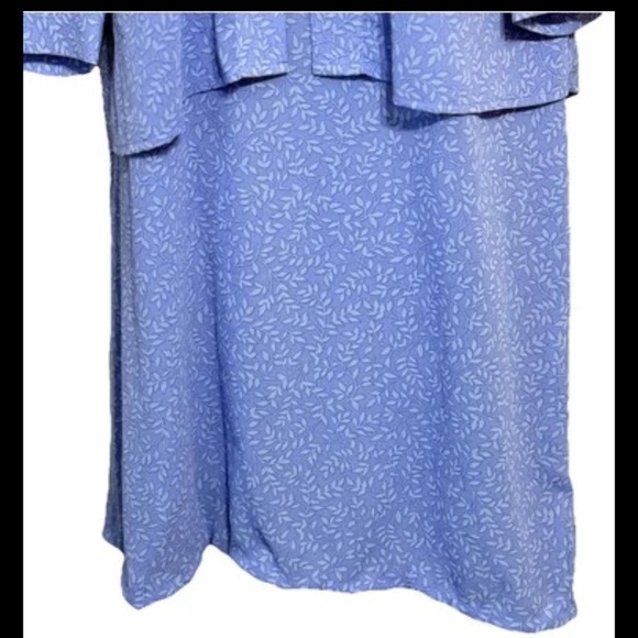Vintage Maxi Dress Leaves Print M Blue White With Matching Jacket Zippered - Picture 4 of 15
